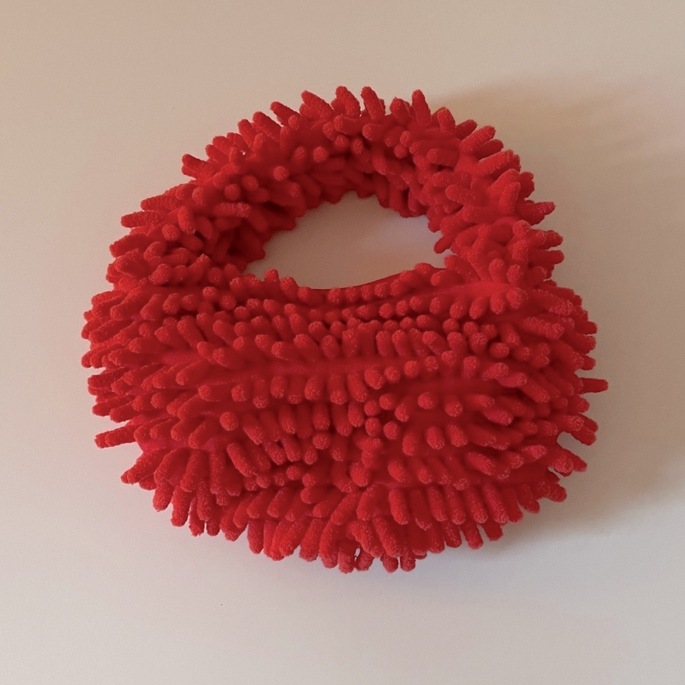 Red Chenille Mini Purse Small Microfiber Shag Bag